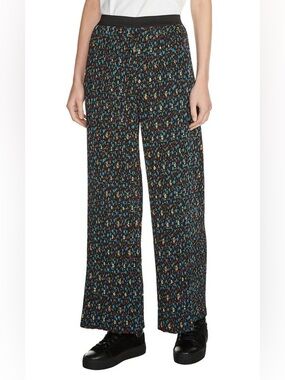 Maje Women's Plina Black Floral Pleated Pants, size 3 (L)